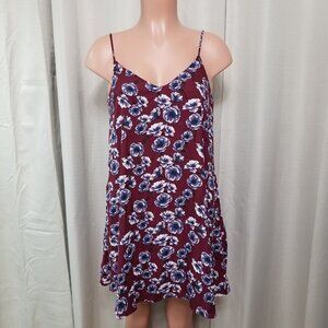 Let Them Eat Cake Sleeveless Mini Dress Women's Size Small Maroon Flower Print